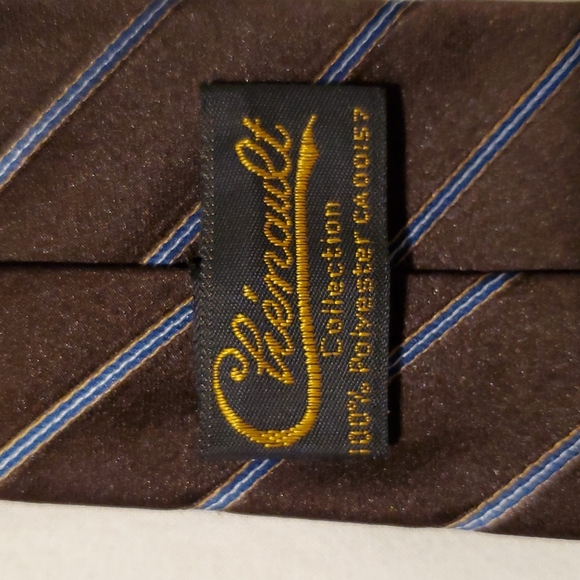 Men's Cheinault polyester brown with strip pattern tie - Picture 4 of 5